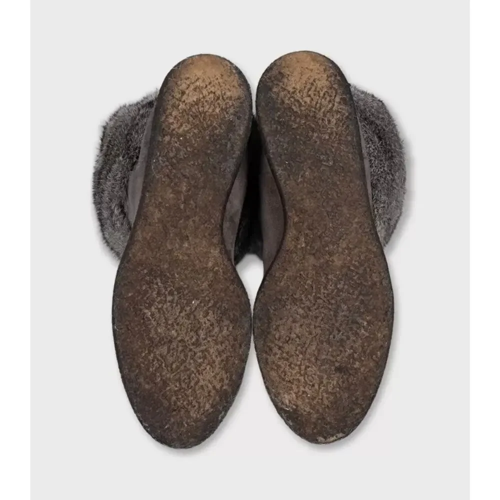 Christian Dior Gray Suede & Fur Boots - EU 37.5